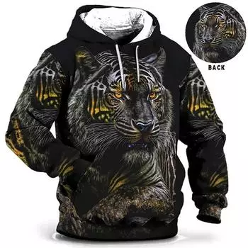 Винтажные толстовки с капюшоном для мужчин с рисунком волка в виде животного 3D-принта, осенние повседневные топы с длинным рукавом и капюшоном M