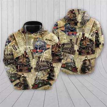 Винтажные толстовки с капюшоном в стиле стимпанк с 3D-принтом для мужчин, одежда Harajuku Fashion Train Driver, повседневные спортивные костюмы для детей, топы S