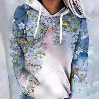 Винтажные толстовки с капюшоном, женская модная толстовка с цветочным принтом, пальто в стиле Харадзюку, женская толстовка с капюшоном, пуловер для спортзала, одежда для девочек, этническое пальто S