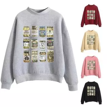 Винтажные толстовки с круглым вырезом Canned s, толстовки с баночкой, свитшот сезона консервирования