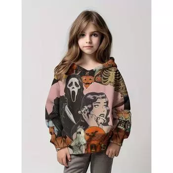 Винтажные толстовки с принтом в стиле фильма «Хэллоуин», модные повседневные удобные свободные детские пальто с буквами, одежда на осень и зиму 160cm