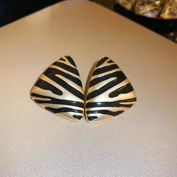 Винтажные треугольные серьги-гвоздики для женщин и девочек в стиле бохо, полосатые серьги с зебровым принтом, масляные серьги, подарки на вечеринку, модные ювелирные аксессуары бездна