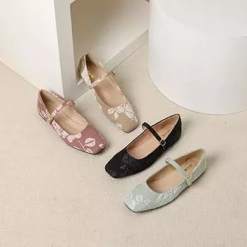 Винтажные туфли Мэри Джейн для женщин, повседневные балетки на плоской подошве, прогулочные туфли с квадратным носком и ремешком на щиколотке, удобные женские офисные нарядные туфли на плоской подошве 35 чёрный