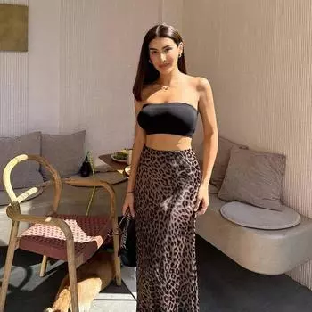 Винтажные юбки-трубы с леопардовым принтом, женские, 2024, уличные, шикарные, с высокой талией, длинная юбка, весенние, офисные, узкие, на молнии, юбки S леопардовый