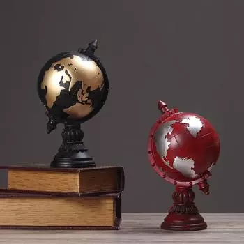 Винтажные украшения в виде глобуса, игрушка в подарок, модель, миниатюрный домашний декор, ретро-украшение чёрный