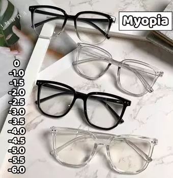 Винтажные унисекс очки с нестандартной оправой, большие очки для близорукости, анти-синий свет, очки для близорукости для женщин от 0 до -6,0 -1