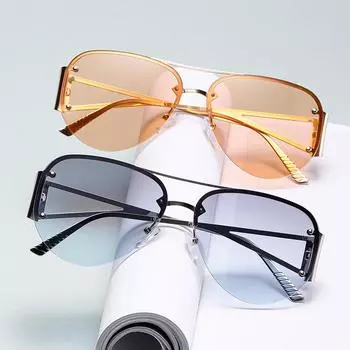 Винтажные универсальные солнцезащитные очки в полуоправе, модные солнцезащитные очки-авиаторы