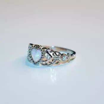 Винтажные ювелирные изделия Изящные кольца из стерлингового серебра 925 пробы с опалом в форме сердца 5 серебряный