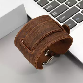 Винтажные ювелирные изделия ручной работы, плетение манжет, браслет из натуральной кожи для мужчин коричневый