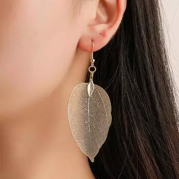 Винтажные вечерние полые висячие листочки для женщин, эффектные серьги-крючки, ювелирные изделия чёрный