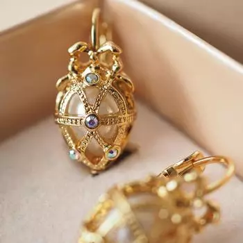 Винтажные винтажные серьги с подвеской в форме пасхального яйца и бантом Джоан Риверс, выдолбленные