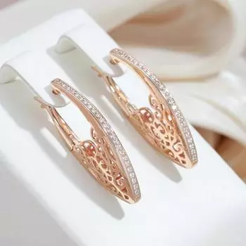 Винтажные висячие серьги с инкрустацией цирконом для женщин, золотые серьги с полым цветочным узором, геометрические серьги, свадебные украшения золотой/белый