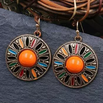 Винтажные висячие серьги с каплями масла в этническом стиле для женщин, женские модные милые украшения для ушей, ювелирные аксессуары серебряный