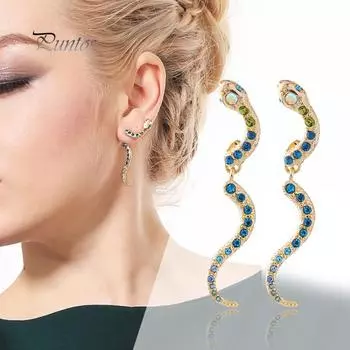 Винтажные волнистые серьги со стразами в виде змеи, инкрустированные женскими вечерними банкетными серьгами, очаровательные ювелирные изделия