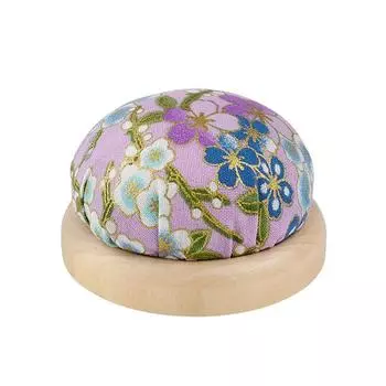 Винтажные вышитые подушечки для булавок, полукруглые подушечки для булавок с деревянным основанием, держатель для игл для рукоделия, швейные аксессуары A4