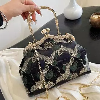 Винтажные вышитые сумки через плечо для женщин Дизайнерская сумка через плечо Роскошные вечерние сумки