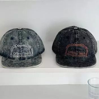 Винтажные выстиранные джинсовые шляпы с плоскими полями в стиле хип-хоп для мужчин и женщин 2024 года, уличный тренд лета, универсальная бейсболка с солнцезащитным экраном 56-58cm синий