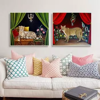 Винтажные забавные плакаты с котами и принтами, домашние животные, настенная живопись на холсте, картина для гостиной, спальни, ванной комнаты, украшение дома 21*30cm