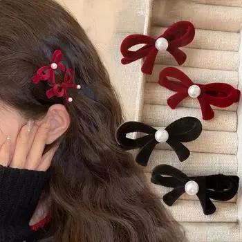 Винтажные заколки-банты для волос, ретро-бархатная боковая заколка, модные жемчужные маленькие шпильки, заколки для женщин, головные уборы, аксессуары для волос, подарок