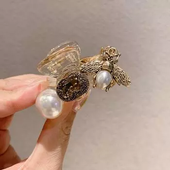 Винтажные заколки для волос Ins Женские Античная медь Бусины Шармы Зажимы для волос Верхние заколки для волос Жемчуг Украшение для волос Повязка на голову Аксессуары