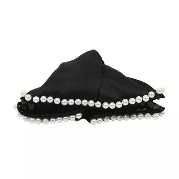 Винтажные заколки для волос из мягкого атласа, краб для волос со стразами/жемчугом, большая заколка-бант, женские аксессуары для волос One Size чёрный