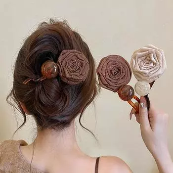 Винтажные заколки для волос из сушеных роз для женщин, заколки для волос в виде хвоста, модные заколки в виде акулы, аксессуары для волос кофейный