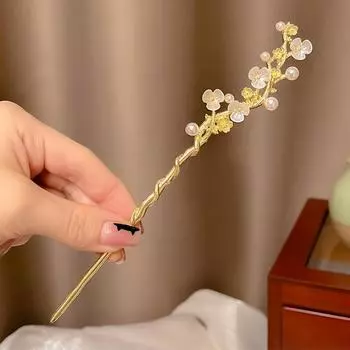 Винтажные заколки для волос в китайском стиле, шпильки-вилки для женщин и девушек, заколка для волос с цветком, зажим для волос, головной убор для ханьфу, ювелирные украшения, аксессуары для волос