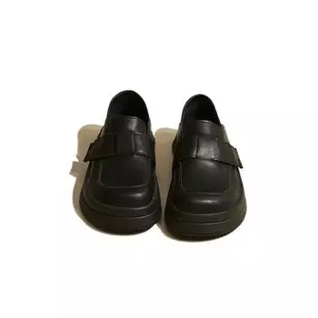 Винтажные замшевые кожаные женские туфли-лоферы во французском стиле, массивные туфли без застежек, удобные женские весенние туфли 35 чёрный