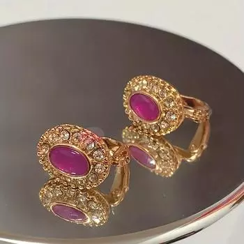 Винтажные зажимы для ушей, инкрустированные стразами и искусственными кристаллами, серьги из сплава, аксессуары для женщин, подходят для подарков