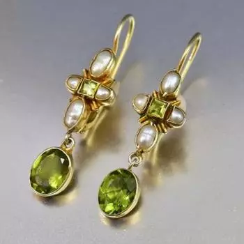 Винтажные зеленые кристаллы искусственный жемчуг геометрические серьги для женщин и девочек персонализированные ювелирные изделия зелёный