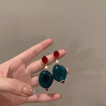 Винтажные зеленые серьги с контрастными цветами в китайском стиле, идеально подходящие для Cheongsam, уникальный дизайн и ощущение высокого класса