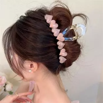 Винтажные желе-заколки для любви, большие заколки для волос в форме краба, заколки для волос, зажим для хвоста, модные аксессуары для головного убора с когтями для девочек белый