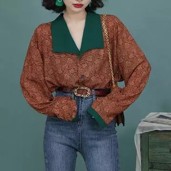 Винтажные женские элегантные блузки в стиле Харадзюку, рубашки большого размера, топы с длинными рукавами в корейском стиле, женская одежда в стиле ретро, весенняя мода S