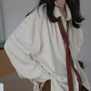 Винтажные женские блузки с длинными рукавами Harajuku Chic Basic Корейский стиль с галстуком Рубашки Свободная повседневная ретро женская одежда S слоновая кость