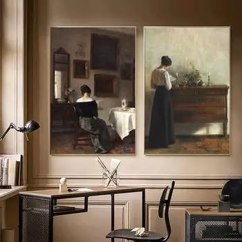 Винтажные женские читающие интерьерные плакаты и принты, холст, живопись, антикварные настенные художественные картины для гостиной, домашний декор 21x30cm No Frame