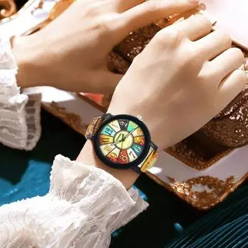 Винтажные женские цифровые часы, красочные полосатые ремешки из искусственной кожи, регулируемый точный круглый циферблат, женские кварцевые часы, модные украшения, подарок на день рождения