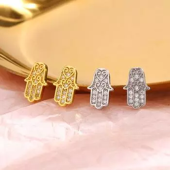 Винтажные женские французские серьги премиум-класса Devil s Hand Уникальная идея Серьги-гвоздики с цирконом Fatima Palm