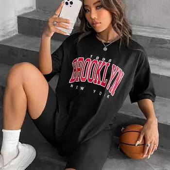 Винтажные женские футболки из Бруклина и Нью-Йорка 1898 года, американская повседневная математическая одежда с короткими рукавами, уличные женские топы большого размера S