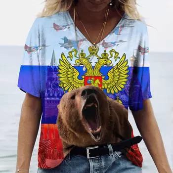 Винтажные женские футболки, летние русские футболки в стиле Харадзюку, 3d футболки, женские топы с короткими рукавами, свободные повседневные уличные футболки для девочек L