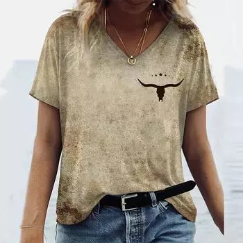 Винтажные женские футболки с 3d винтажным принтом Harajuku, модная верхняя одежда с v-образным вырезом и короткими рукавами, женская футболка для женской одежды L