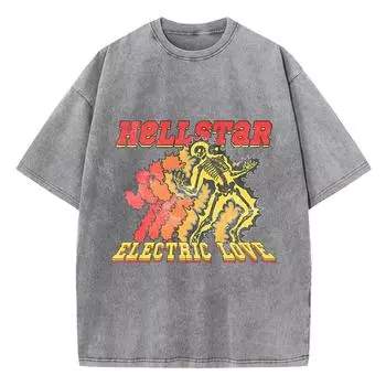 Винтажные женские футболки с кислотной стиркой, с принтами Electric Love, топы с коротким рукавом, с круглым вырезом, из хлопка, оверсайз, модная одежда S
