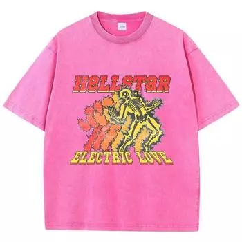Винтажные женские футболки с кислотной стиркой, с принтами Electric Love, топы с коротким рукавом, с круглым вырезом, из хлопка, оверсайз, модная одежда S