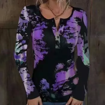 Винтажные женские футболки с принтом тай-дай, повседневная мода 2024, элегантная облегающая футболка, женские элегантные офисные женские футболки, топы 30559 S небесно-голубой