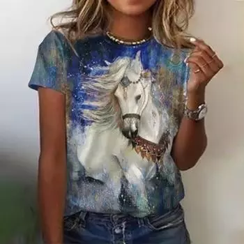 Винтажные женские футболки с принтом тигра 3D, футболка с круглым вырезом, женские топы, женская одежда, футболка большого размера с изображением животных, цветочная футболка для девочек S