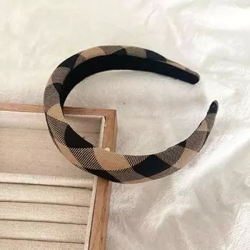 Винтажные женские клетчатые повязки на голову с губчатой подкладкой для леди, девочек, повседневные обручи для волос, аксессуары