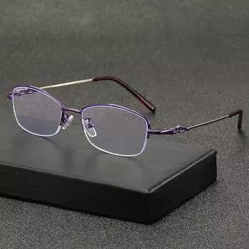 Винтажные женские очки для чтения в металлической оправе с полуоправой, прозрачные линзы, анти-синий свет, дальнозоркость, очки Anti-blue light 0 degrees красный