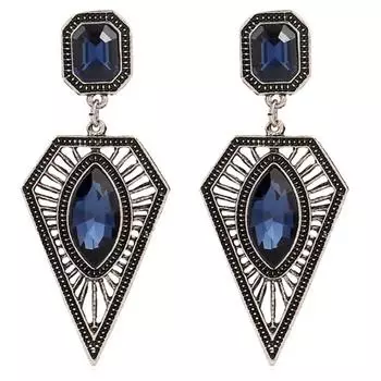 Винтажные женские полые треугольные серьги из искусственного сапфира, вечерние свадебные украшения, подарок