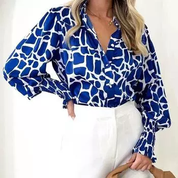 Винтажные женские рубашки с длинным рукавом и принтом, модные женские туфли 2023, свободные простые блузки с цветочным принтом, офисные женские элегантные повседневные топы 30196 S орион