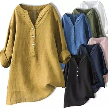 Винтажные женские рубашки-туники на пуговицах спереди, свободные повседневные блузки с длинными рукавами и нерегулярной блузкой, топы S белый