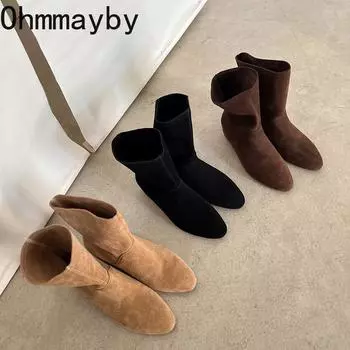 Винтажные женские сапоги в стиле вестерн для ковбойши, модные внутренние короткие ботильоны с высокой посадкой, дизайнерские ботильоны без застежек 35